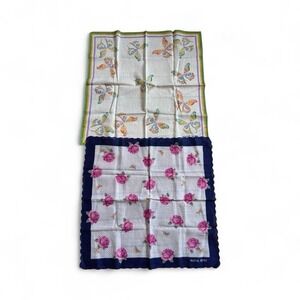 Bundle vintage Hanae Mori Floral and Butterfly Print handkerchief